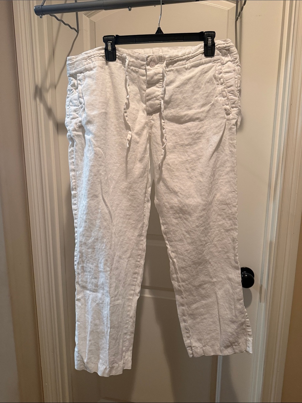 Blue Saks fifth avenue Women's White Linen Drawstring Capris